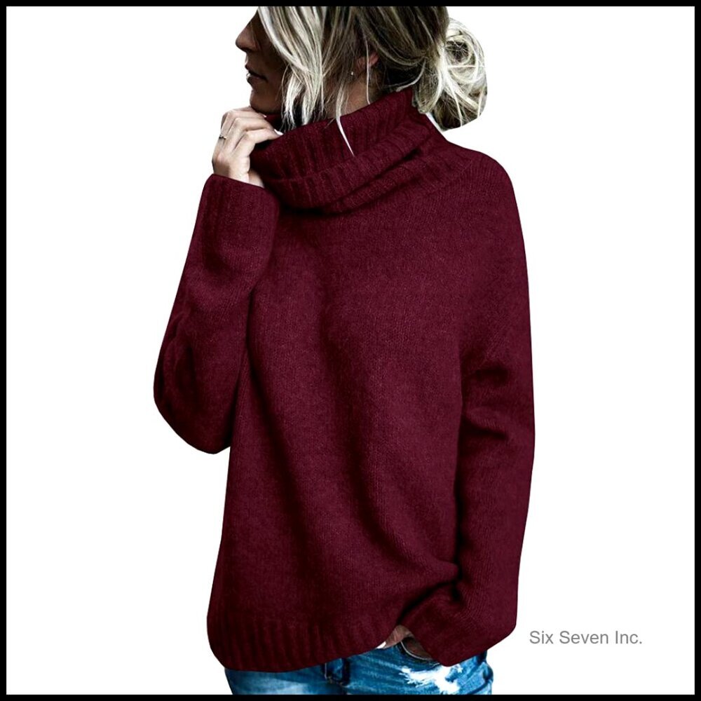 Oversized Turtleneck Pullover Sweater Cable Knit Long Sleeve